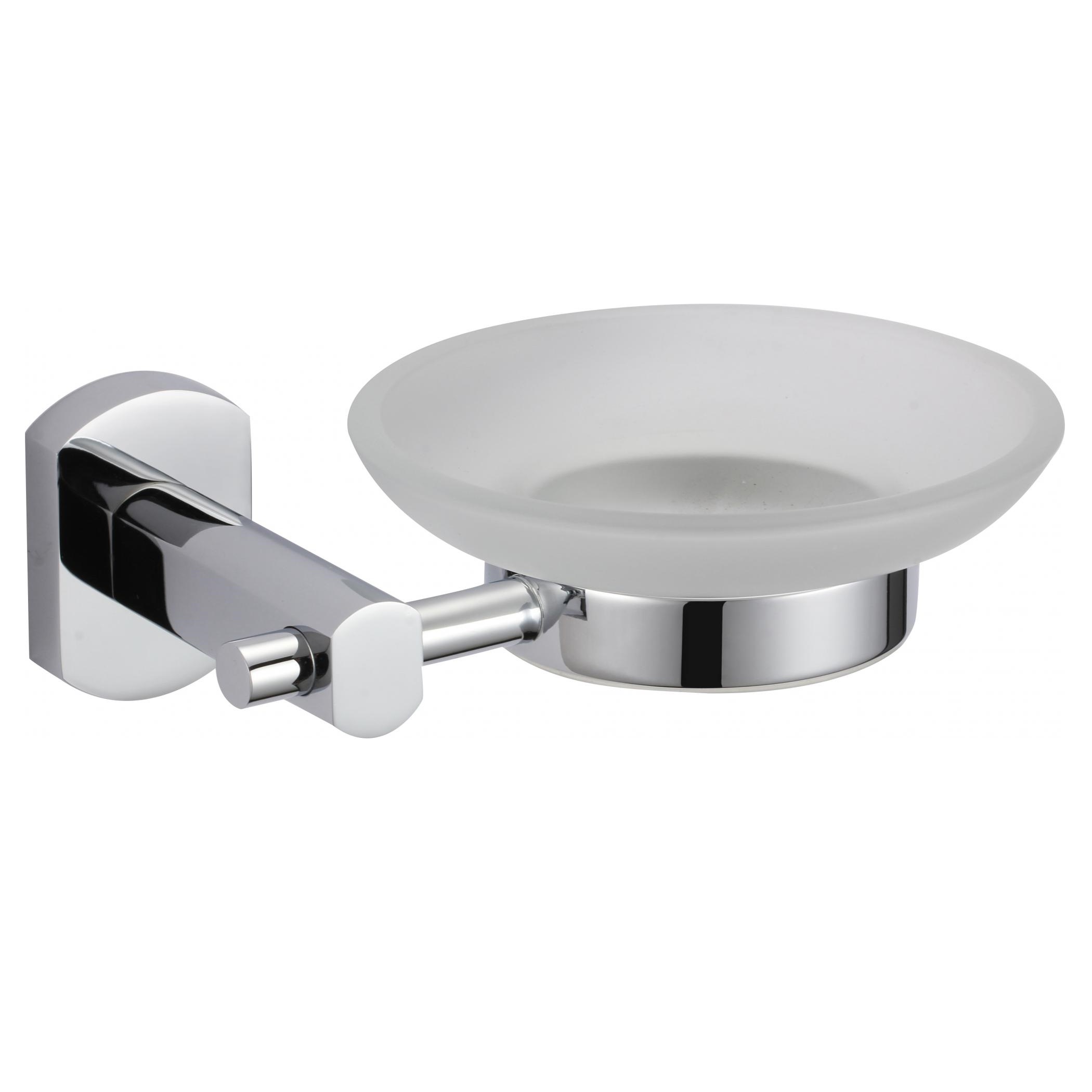 Мыльница стеклянная с настенным держателем SAVOL S-009959, хром глянцевый