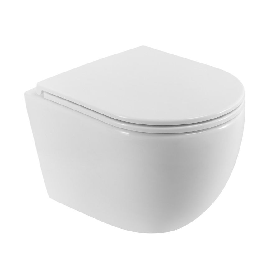 Унитаз подвесной BELBAGNO Compatto BB003CH-TOR/SC, 36х49, безободковый, торнадо, микролифт, белый