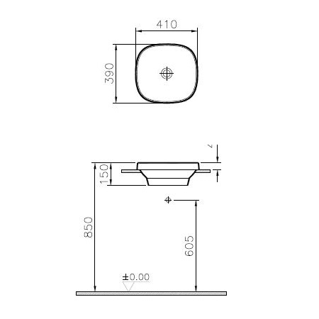Раковина-чаша VITRA Frame 150х410х390, квадратная, без перелива