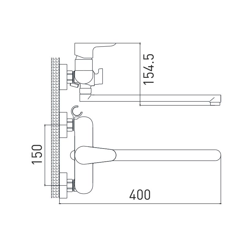 Смеситель для ванны GROSS AQUA Space 7515288С-35L(F), длинный излив