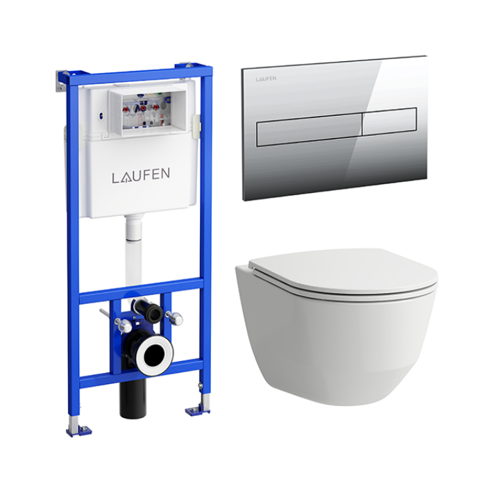 Инсталляция LAUFEN Pro 8.6996.6.000.000.R 4 в 1 (инсталляция+кнопка+подвесной унитаз+сиденье)