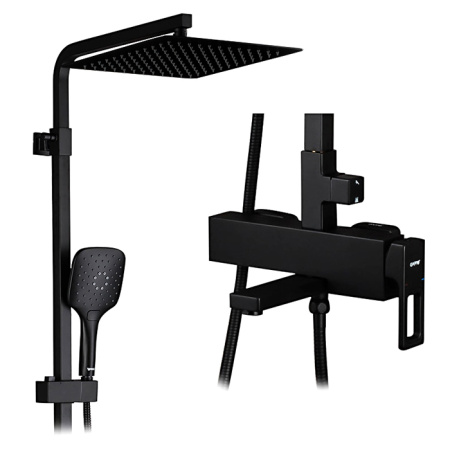 Душевая система GAPPO G2417-6 с тропическим душем, с изливом, черный матовый
