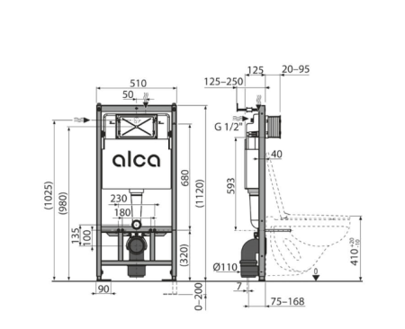 Инсталляция для унитаза Alcaplast AM101/1120-4:1 RU M578-0001 И-AM101/1120, К-M578, П-M91 4 в 1