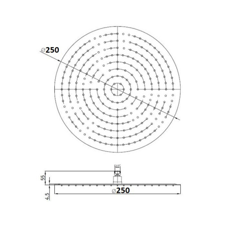 Верхний душ RGW Shower Panels SP-81-25, круглый, хром глянцевый, 250х250