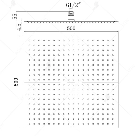 Верхний душ RGW Shower Panels SP-82B-50, квадратный, черный матовый, 500х500