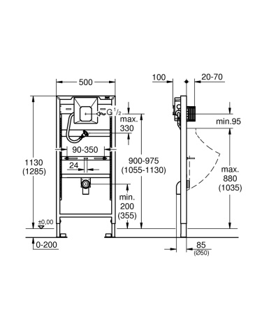 Инсталляция для писсуара Grohe Rapid SL 38786001 с Rapido U