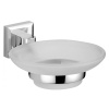 Мыльница стеклянная с настенным держателем SAVOL S-009559, хром глянцевый