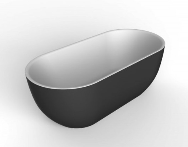 Акриловая ванна BELBAGNO BB70-1500-800-W/NM, 1500x800, белый глянец внутри, черный матовый снаружи	
