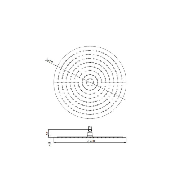 Верхний душ RGW Shower Panels SP-81B-40, круглый, черный матовый, 400х400