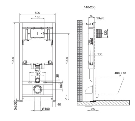 Инсталляция для унитаза BELBAGNO BB002-80, без клавиши