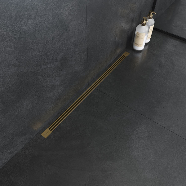 Водоотводящий желоб BOHEME B&T Infinity 80, с решеткой, золотой матовый