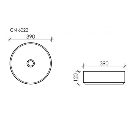 Раковина-чаша CERAMICA NOVA Element (Элемент) 39, 120х390х390, круглая, антрацит матовый