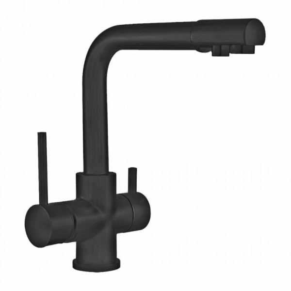 Смеситель для кухни GROSS AQUA Ecolife 3120609MB с выходом для питьевой воды, черный матовый