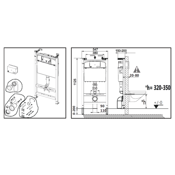 Инсталляция ROCA Meridian 4 в 1 (инсталляция+кнопка+подвесной унитаз+сиденье)