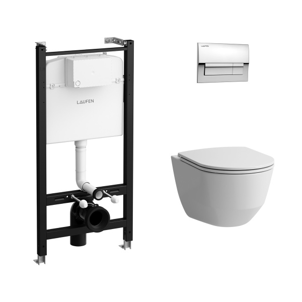 Инсталляция LAUFEN Pro ZRU9307616 4 в 1 (инсталляция+кнопка белая+подвесной унитаз+сиденье)