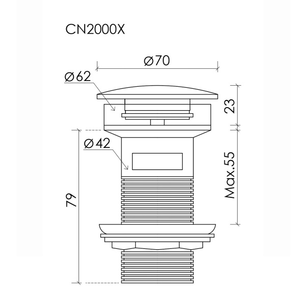Выпуск для раковины CERAMICA NOVA CN2000x G1 1/4, Click/Clack, с донным клапаном, с переливом, белый