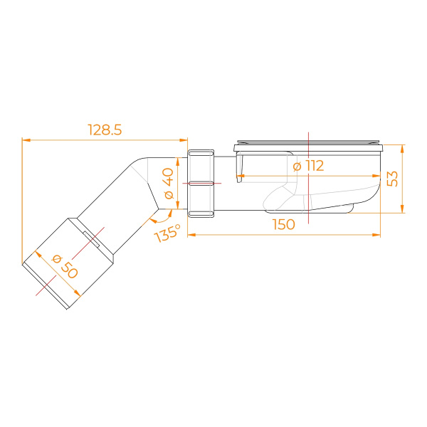 Сифон для душевого поддона RGW Stone S-2-01 D90-G1 1/2"х40/50, хром глянцевый