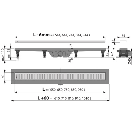Трап ALCAPLAST APZ10-850М, с решеткой