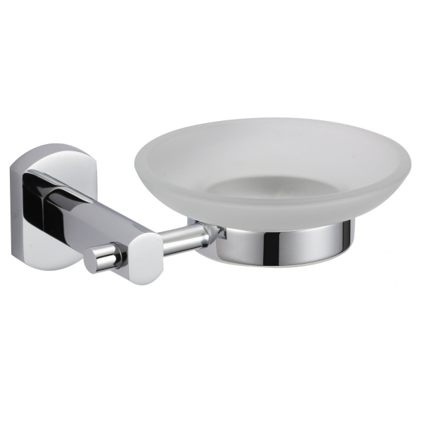 Мыльница стеклянная с настенным держателем SAVOL S-009959, хром глянцевый