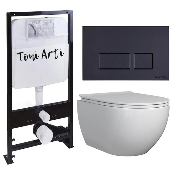 Инсталляция TONI ARTI TA-01 + Baglio 4 в 1 (инсталляция+унитаз+сиденье+клавиша Noche TA-0044)