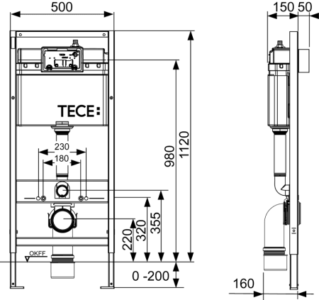 Инсталляция для унитаза TECEkit K447407, 4 в 1 ТЕСЕNow 9240407, черный матовый