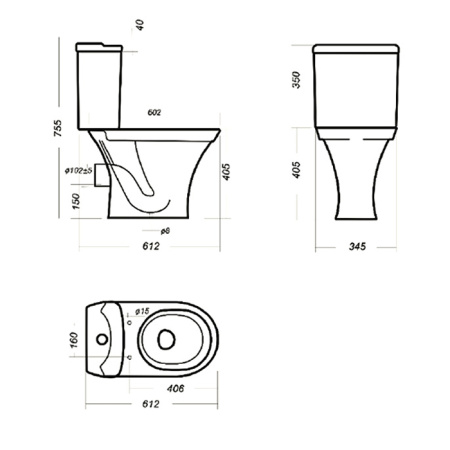 Унитаз напольный SANITA Эпос, гор.выпуск, арм.2-режим., сиденье полипропилен