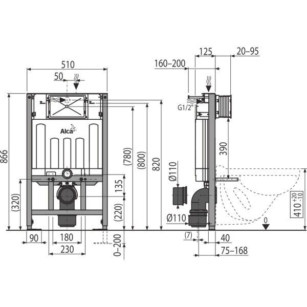 Инсталляция для унитаза Alcaplast AM101/850-0001 Sadromodul
