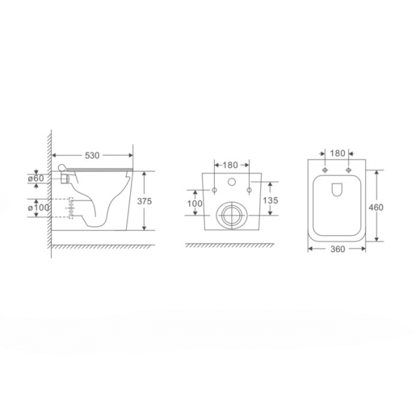 Унитаз подвесной KOLLER POOL Kvadro KR-0530-RQ3, 36х53, безободковый, торнадо, с сиденьем микролифт