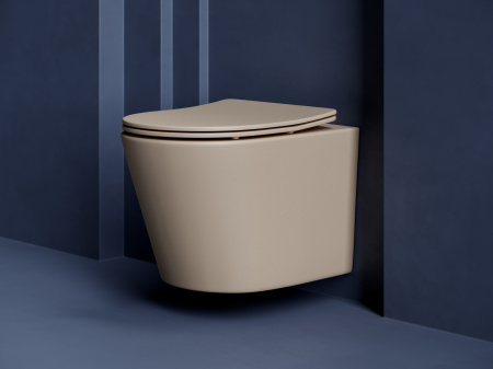 Унитаз подвесной CERAMICA NOVA Балеарика, 36,5х49, безободковый, с сиденьем микролифт, капучино мато
