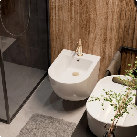 Смеситель для биде AQUAME Siena AQM6216BG, золото брашированное