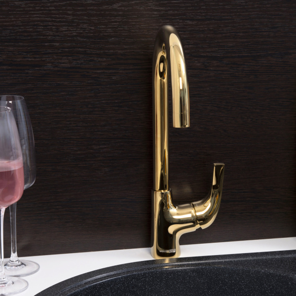 Смеситель для кухни WASSERKRAFT Sauer 7107, золотой глянцевый