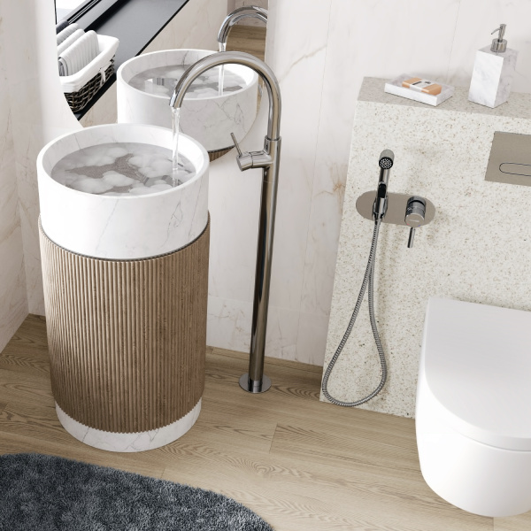 Смеситель для раковины WASSERKRAFT Main, напольный, хром глянцевый