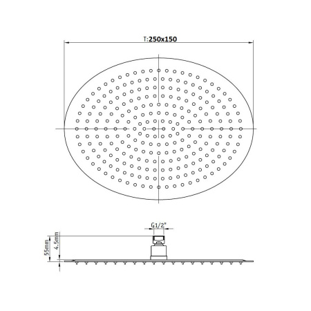 Верхний душ RGW Shower Panels SP-83-25, овальный, хром глянцевый, 250х150