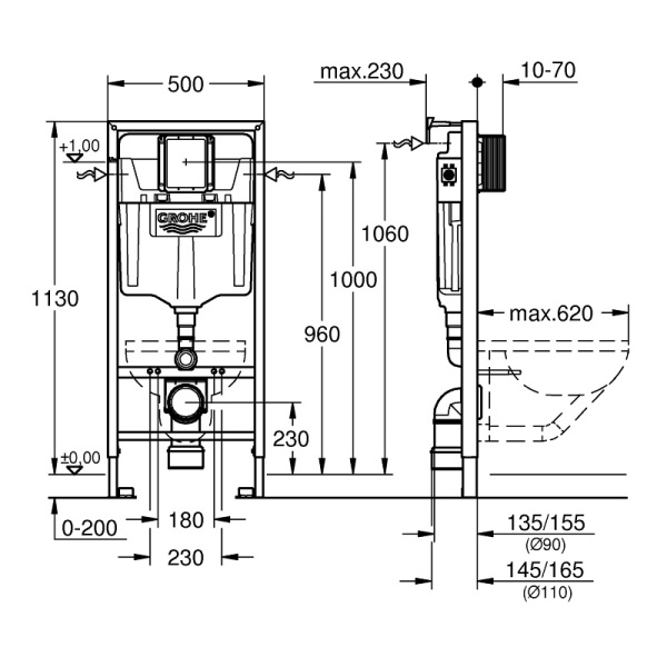 Инсталляция для унитаза Grohe 38539001 Rapid SL
