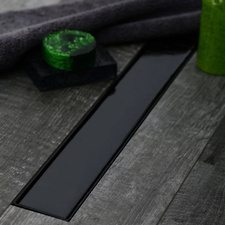 Водоотводящий желоб VECONI Klasik/Floor Black 850, с решеткой, черный матовый