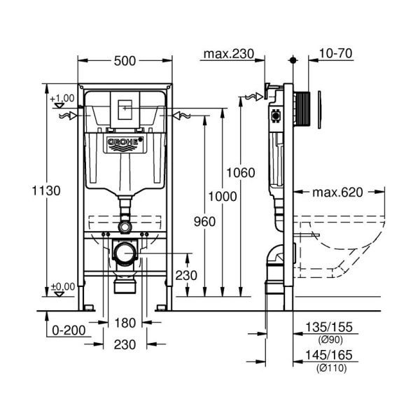 Инсталляция для унитаза Grohe 38772001 Rapid SL 3 в 1