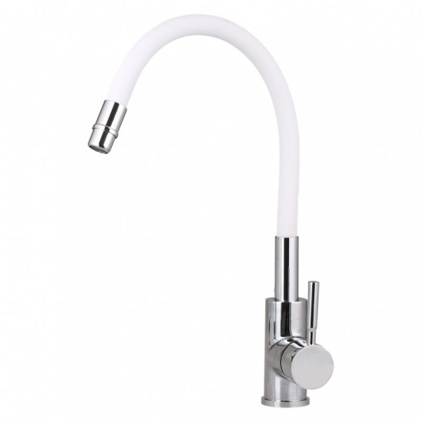 Смеситель для кухни GROSS AQUA ColorFlex 3241508W с гибким изливом, белый