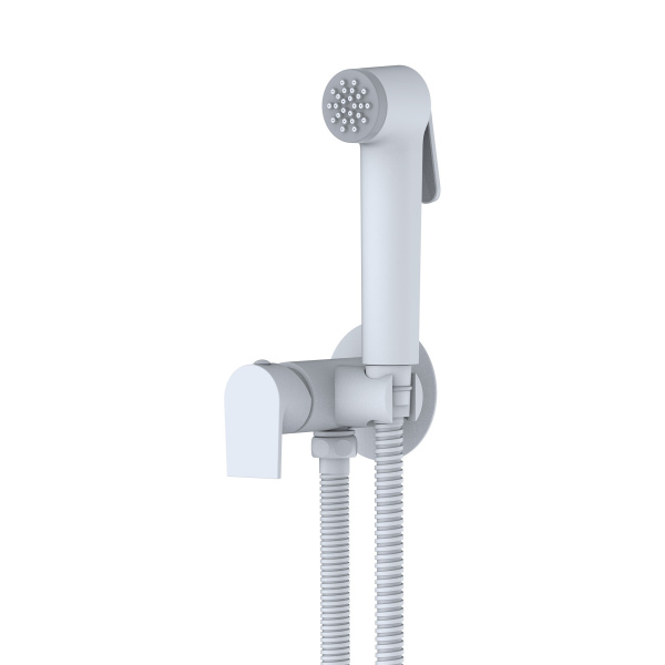 Смеситель встраиваемый GROSS AQUA Биде (Bidet) GA042602MW с лейкой для гигиенического душа, белый ма