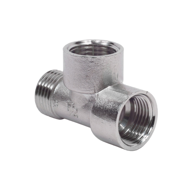 Тройник (никель) 1/2" ВР-ВР-НР (Китай)