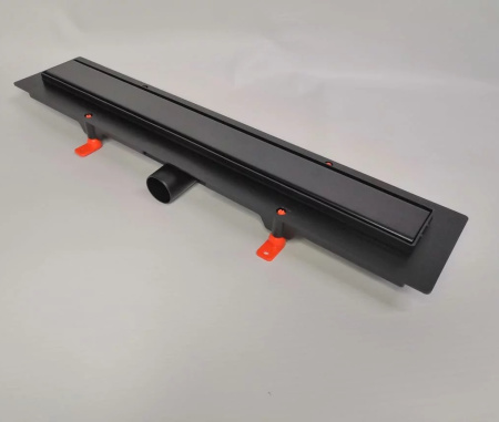 Водоотводящий желоб VECONI Klasik/Floor Black 650, с решеткой, черный матовый