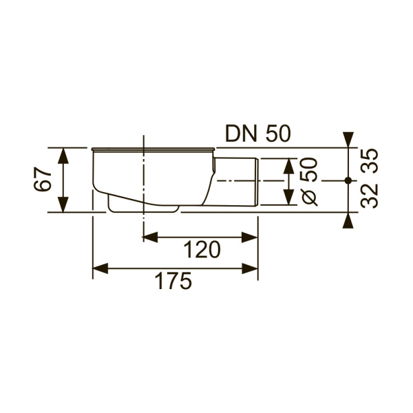 Сифон TECEdrainline 650000, боковой, DN 50