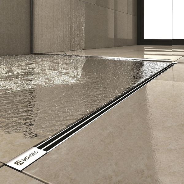 Водоотводящий желоб BERGES Super Slim 1200 с решеткой, хром матовый