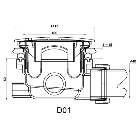 Сифон для душевого поддона RGW Velplex QYD-01 D90-G1 1/2"х40, хром глянцевый