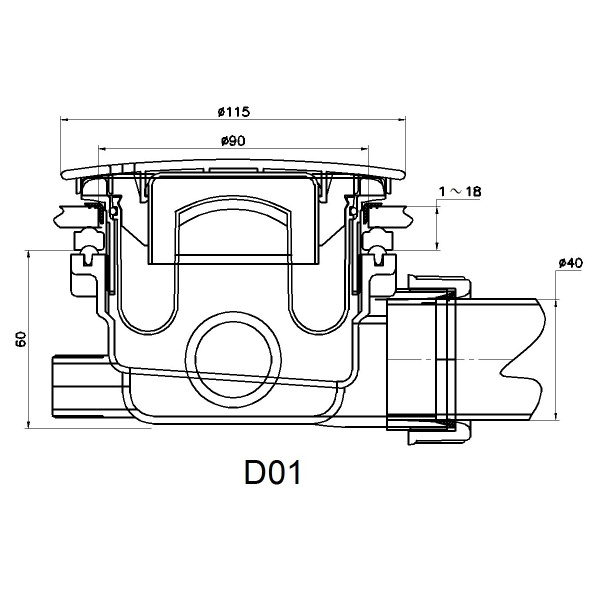 Сифон для душевого поддона RGW Velplex QYD-01 D90-G1 1/2"х40, хром глянцевый
