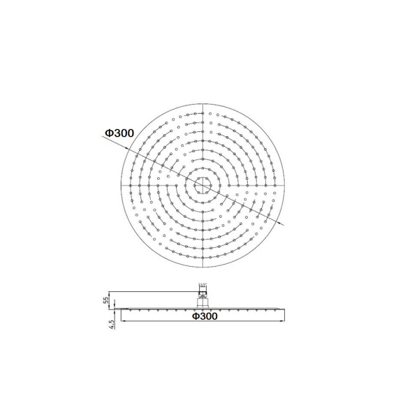 Верхний душ RGW Shower Panels SP-81B-30, круглый, черный матовый, 300х300