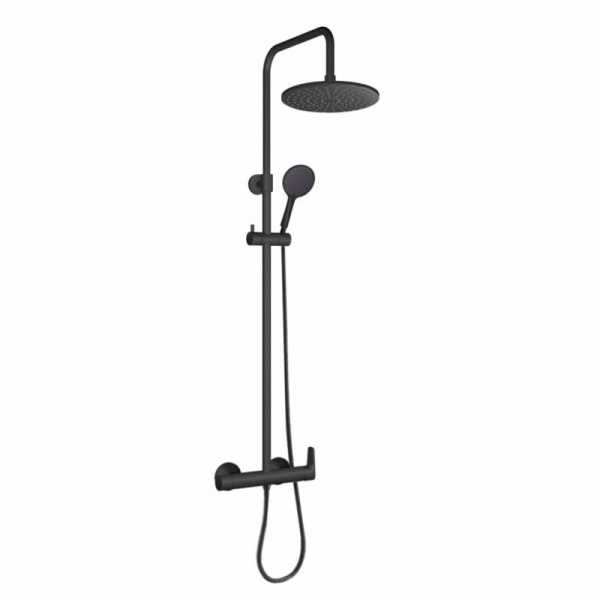 Душевая система GROSS AQUA Evo Matt Black GA9017SMDMB с термостатическим смесителем, черный матовый