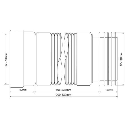 Гофра для унитаза McALPINE MRWC-F20R, 200-330мм, 97/107х90-110мм