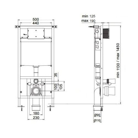 Инсталляция для унитаза BOCCHI 8010-1000/T02-2113-0020, без клавиши СЦ