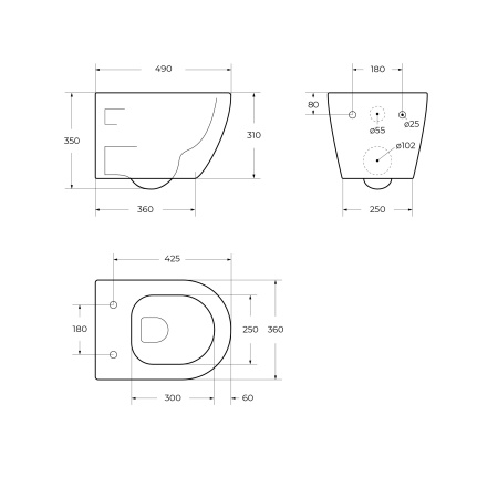Унитаз подвесной BELBAGNO Compatto BB003CH-TOR/SC, 36х49, безободковый, торнадо, микролифт, белый