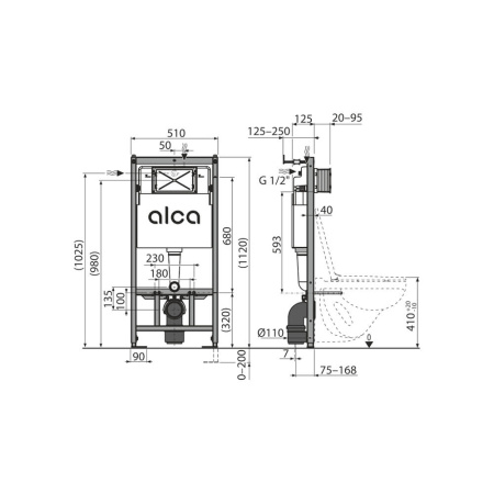 Инсталляция для унитаза Alcaplast AM101/1120-4:1 RU M578-0001 И-AM101/1120, К-M578, П-M91 4 в 1